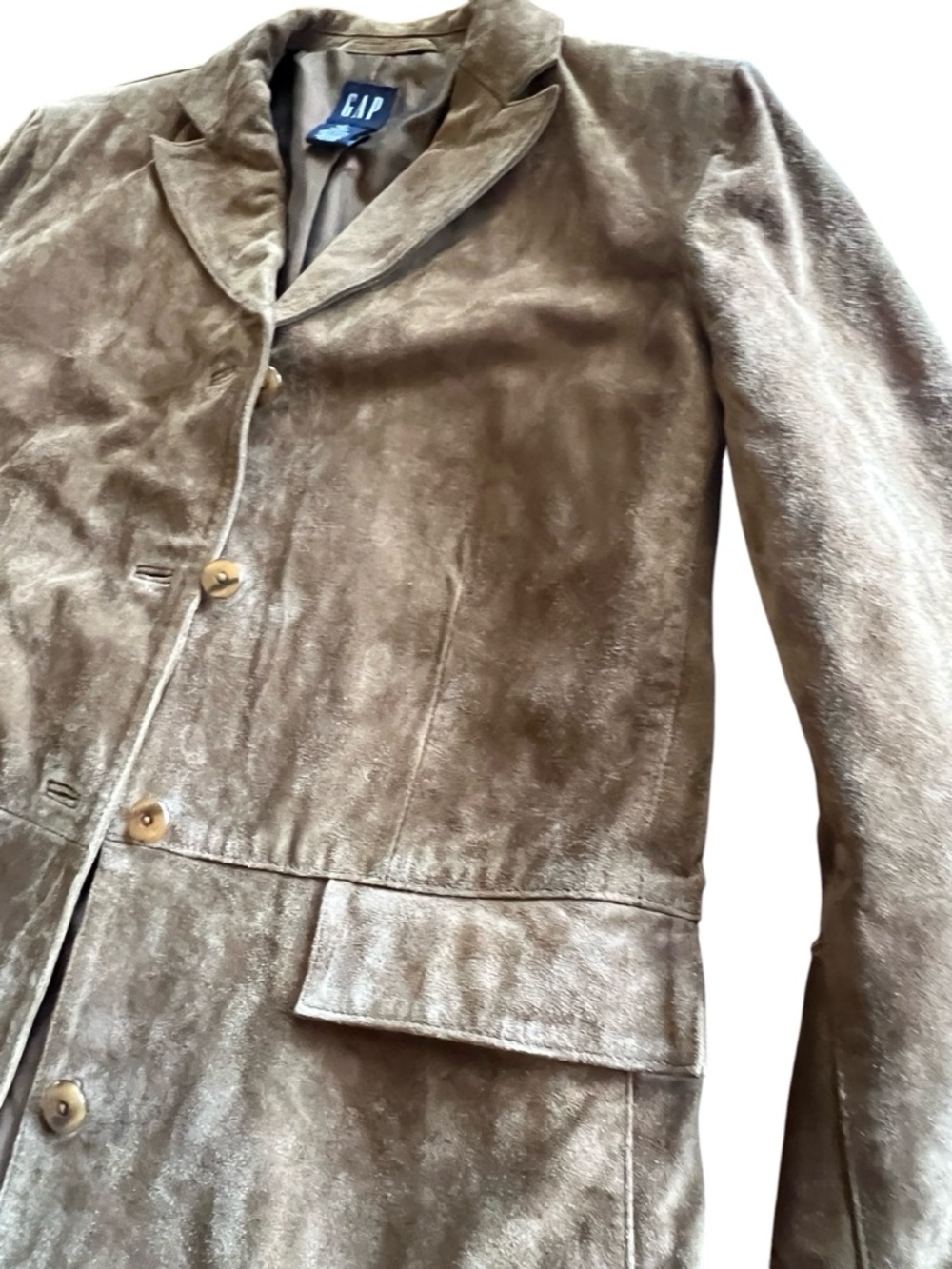 GAP Brown Suede Leather Blazer Women’s Medium Button Front Classic Vintage - Picture 4 of 6